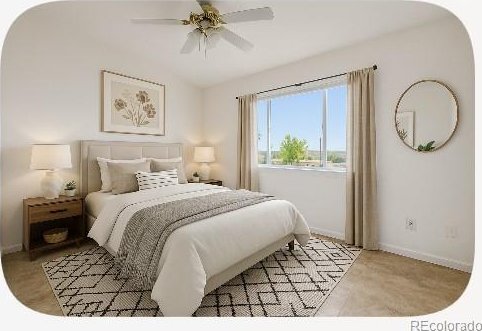 2644 Devonshire Ct, Denver, CO 80229 - bedroom with lofted ceiling and ceiling fan