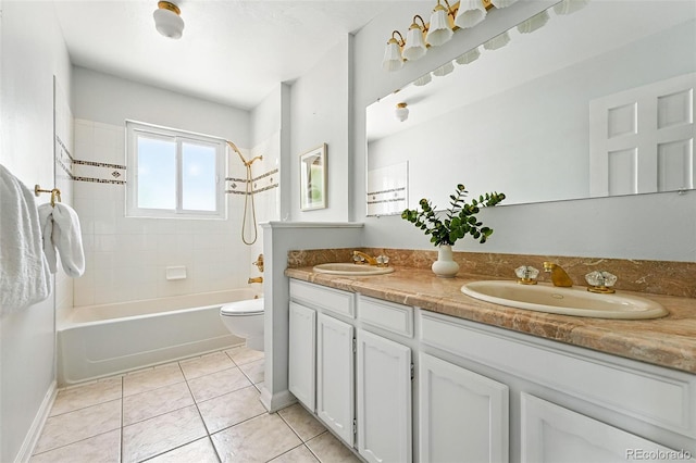 3608 S Newport Way, Denver, CO 80237 - full bath with double vanity, bathing tub / shower combination, and tile patterned floors
