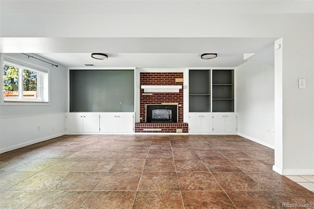 3608 S Newport Way, Denver, CO 80237 - unfurnished living room with built in features and a fireplace
