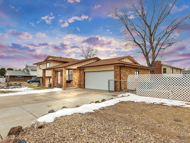 view of front of house with a garage