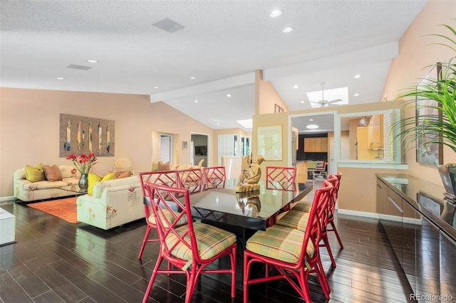 2601 S Quebec St Unit 11, Denver, CO 80231 - dining room featuring wood finished floors, vaulted ceiling, and recessed lighting