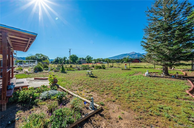 view of yard with a mountain view