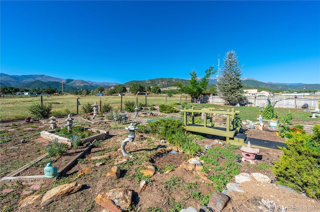 exterior space featuring a rural view and a mountain view