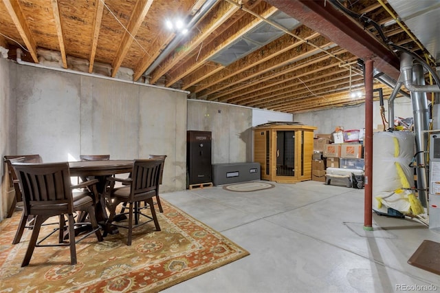 view of unfinished basement