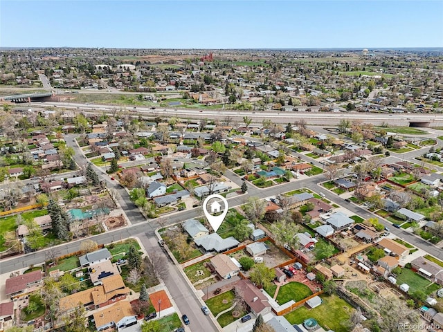 7780 Osceola St, Westminster, CO 80030 - aerial view of property and surrounding area featuring nearby suburban area
