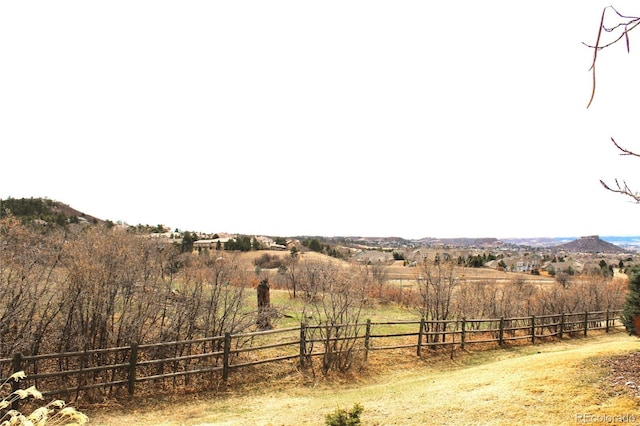 view of mountain feature featuring a rural view