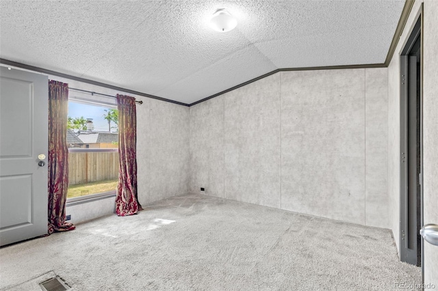 715 E Chester St, Lafayette, CO 80026 - unfurnished room featuring carpet flooring, lofted ceiling, and a textured ceiling