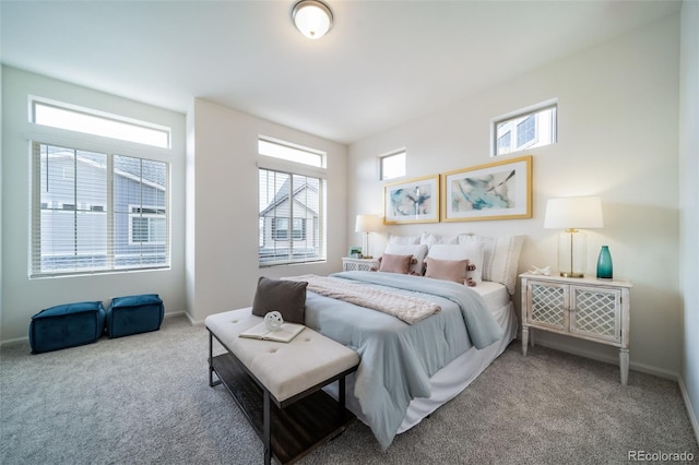 bedroom with carpet and multiple windows