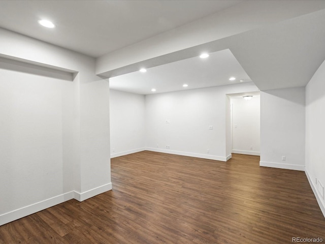 10235 E 59th Ave, Denver, CO 80238 - finished basement featuring recessed lighting and dark wood-type flooring