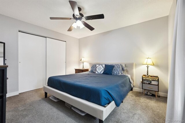 21125 E 43rd Ave, Denver, CO 80249 - bedroom with carpet, a closet, ceiling fan, and baseboards