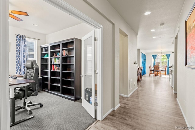 7018 E 123rd Pl, Thornton, CO 80602 - home office with baseboards, wood finished floors, recessed lighting, and a ceiling fan