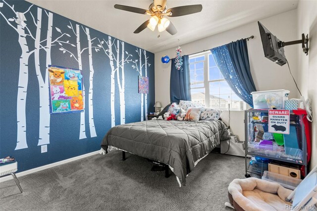 7018 E 123rd Pl, Thornton, CO 80602 - carpeted bedroom with baseboards and ceiling fan