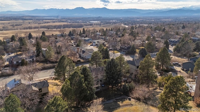 bird's eye view with a residential view and a mountain view