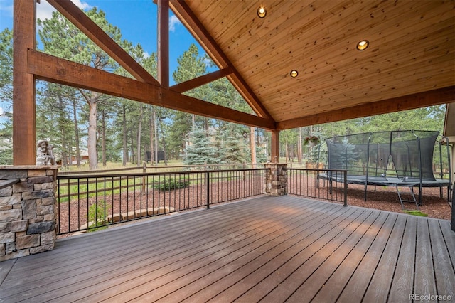 29210 Northstar Ln, Evergreen, CO 80439 - wooden deck featuring a trampoline