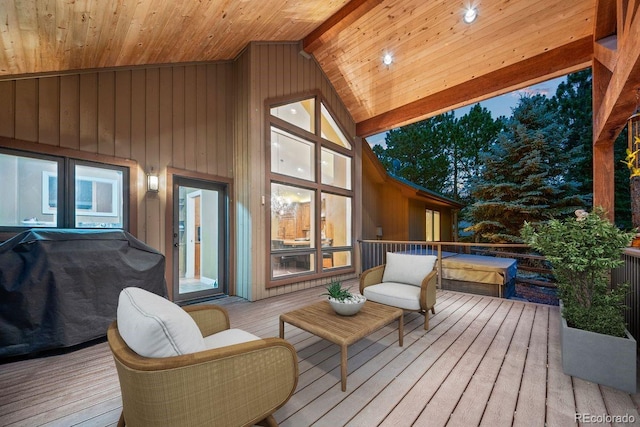 29210 Northstar Ln, Evergreen, CO 80439 - wooden deck with a grill
