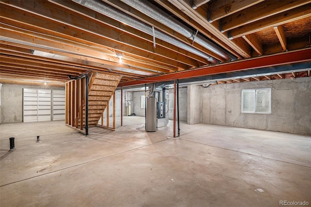 5214 S Tibet St, Aurora, CO 80015 - unfinished below grade area with stairway and water heater