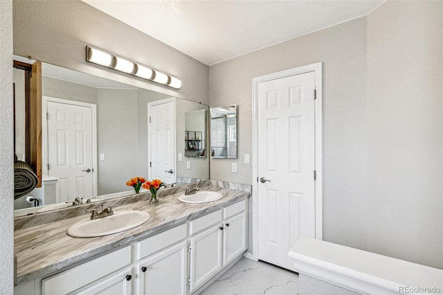 3612 Rosewalk Cir, Highlands Ranch, CO 80129 - bathroom with marble finish floors and double vanity