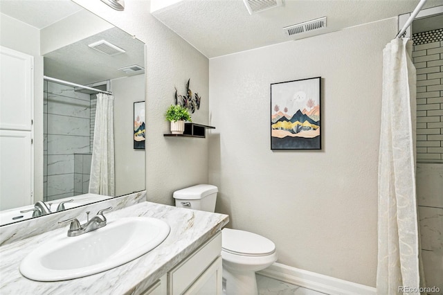 3612 Rosewalk Cir, Highlands Ranch, CO 80129 - full bath with marble look tiles, vanity, and a shower with curtain