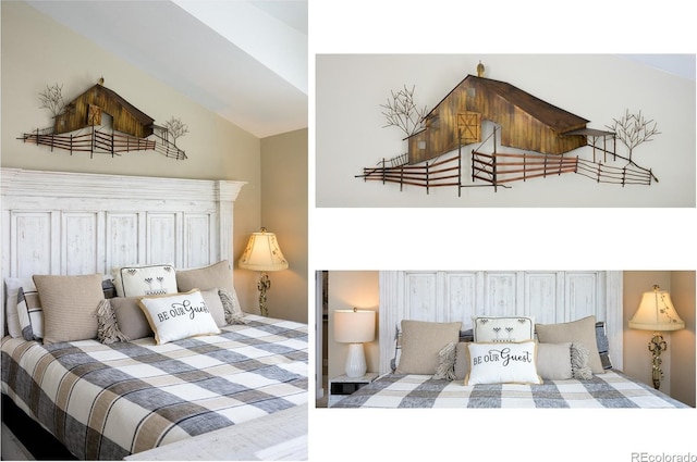 bedroom featuring vaulted ceiling