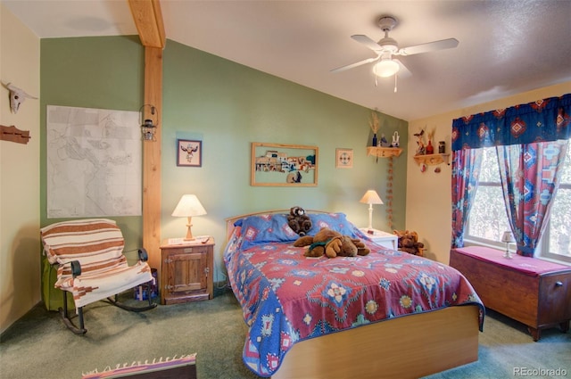 91 Canteen Way, Hartsel, CO 80449 - carpeted bedroom with lofted ceiling and a ceiling fan