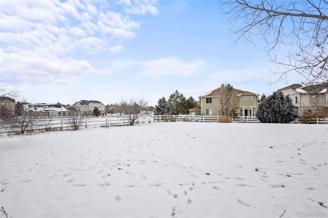 view of yard covered in snow