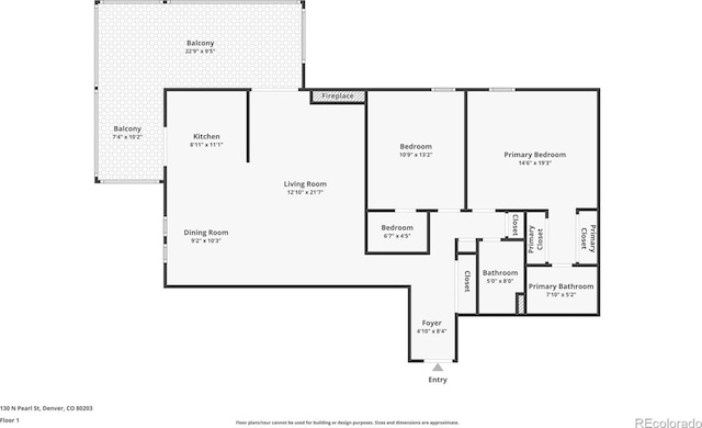 130 N Pearl St Unit 1001, Denver, CO 80203 - floor plan