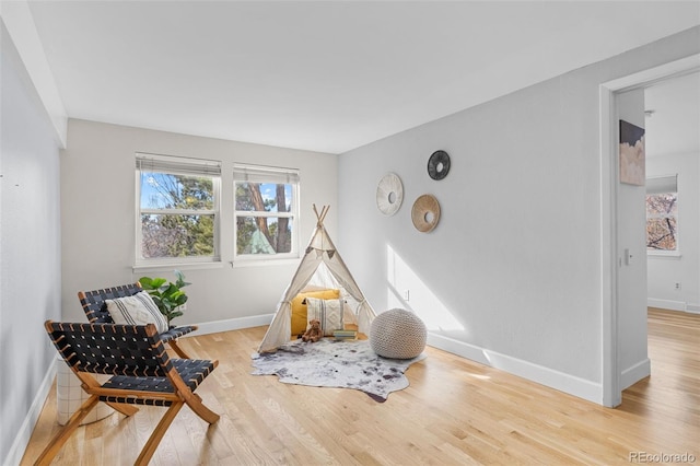 living area featuring light hardwood / wood-style flooring