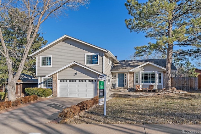 view of front of house with a garage