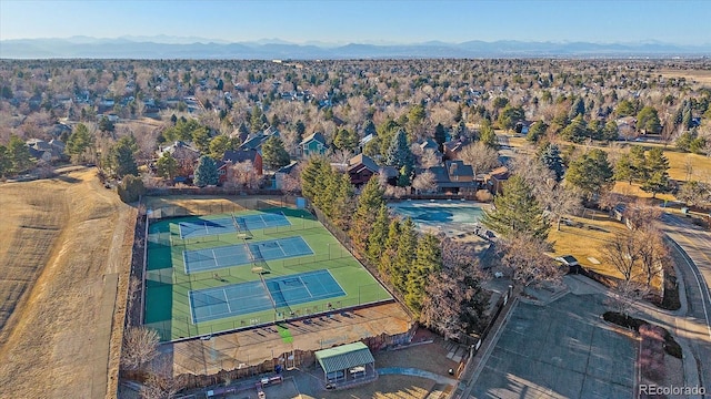 drone / aerial view with a mountain view