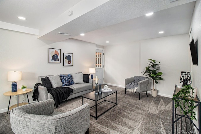 6775 Newland St, Arvada, CO 80003 - living room featuring carpet, baseboards, and recessed lighting