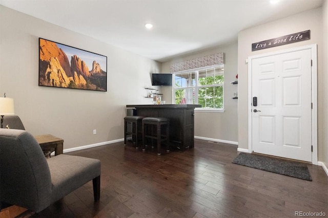 3540 Brushwood Dr, Castle Rock, CO 80109 - foyer entrance with dark wood finished floors and recessed lighting