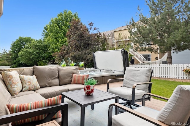 3540 Brushwood Dr, Castle Rock, CO 80109 - view of patio featuring a hot tub and an outdoor hangout area