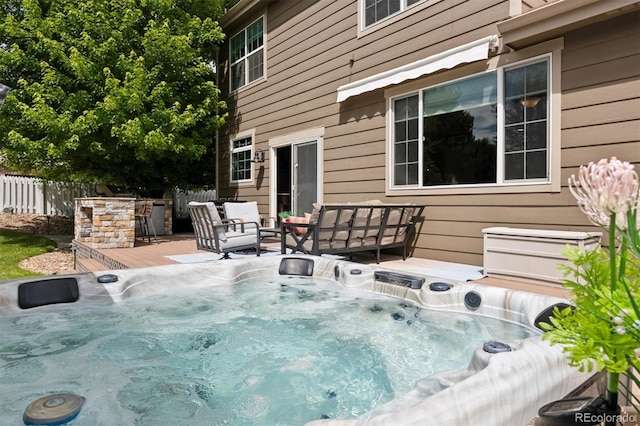 3540 Brushwood Dr, Castle Rock, CO 80109 - view of patio / terrace with a hot tub and a deck