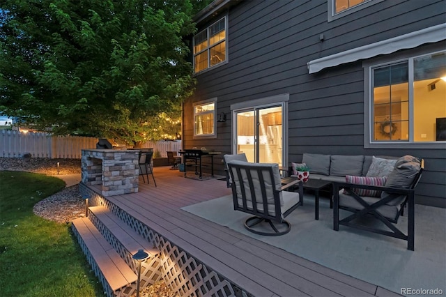 3540 Brushwood Dr, Castle Rock, CO 80109 - wooden deck with an outdoor hangout area and outdoor dining area