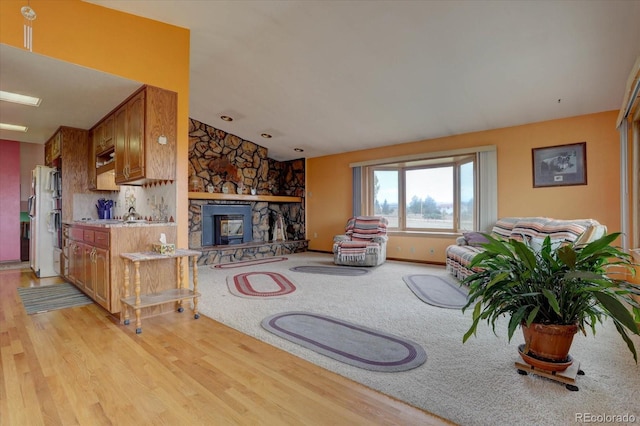 living room with light hardwood / wood-style floors