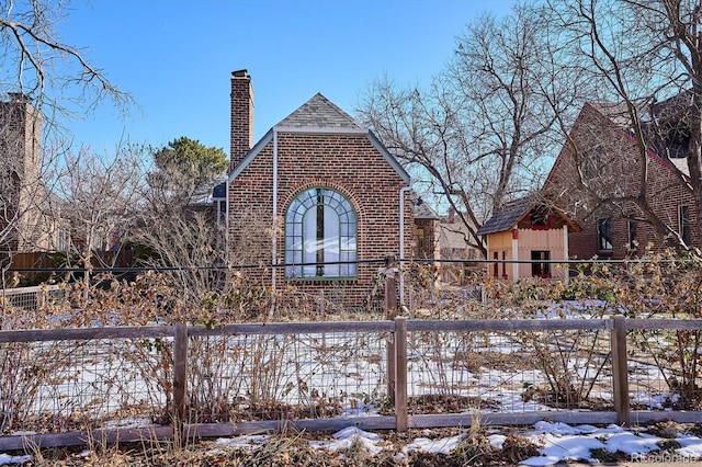 view of snow covered exterior