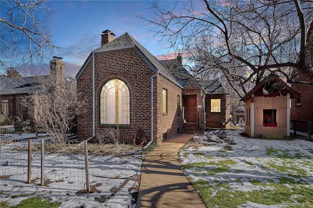 view of snow covered exterior