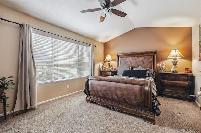 4759 Mt Princeton, Brighton, CO 80601 - carpeted bedroom featuring vaulted ceiling, baseboards, and ceiling fan