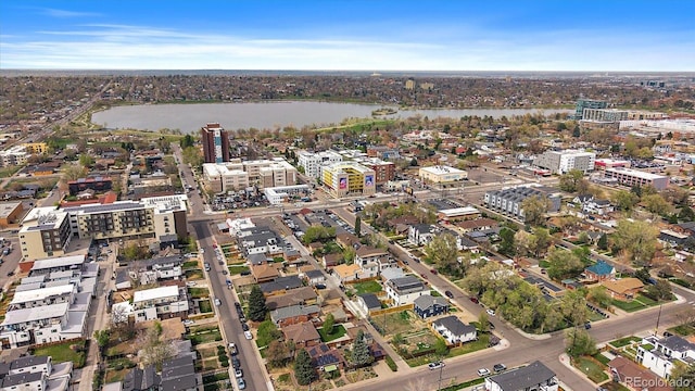 1423 Xavier St, Denver, CO 80204 - aerial overview of property's location featuring a large body of water and nearby urban area