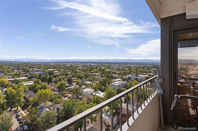 balcony featuring a mountain view