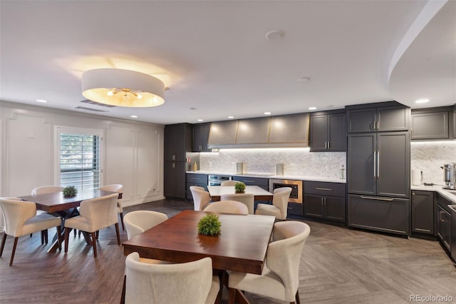 dining area with visible vents and recessed lighting