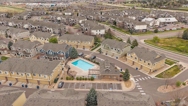 aerial view with a residential view