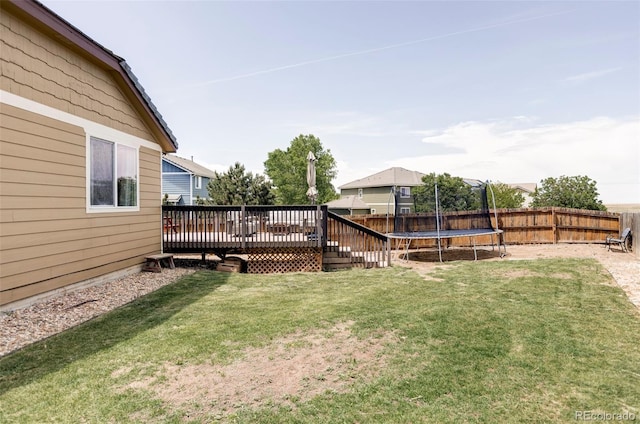 3972 S Shawnee Way, Aurora, CO 80018 - view of yard with a deck and a trampoline