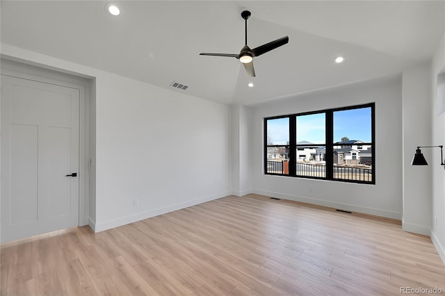 804 Spyglass Cir, Louisville, CO 80027 - empty room with light wood-style floors, baseboards, a ceiling fan, and recessed lighting