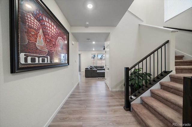 hall featuring light wood-type flooring