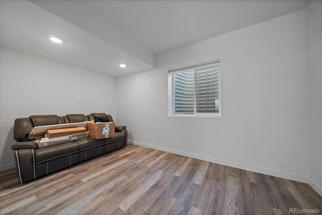 living room with light hardwood / wood-style floors