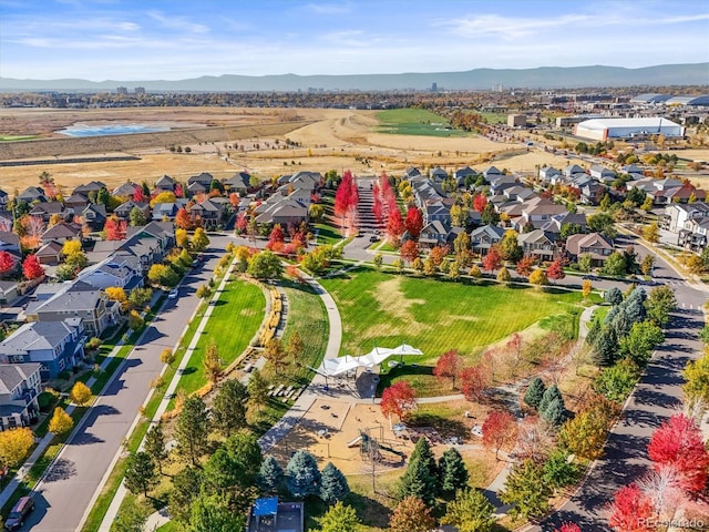 bird's eye view featuring a mountain view