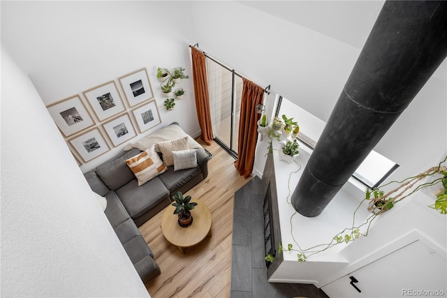 living area with wood finished floors