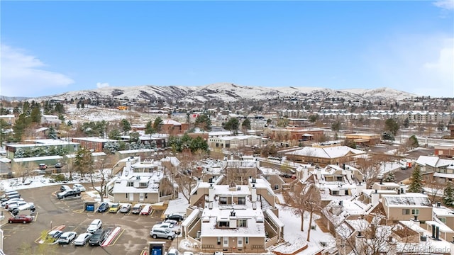 aerial view with a mountain view and a residential view