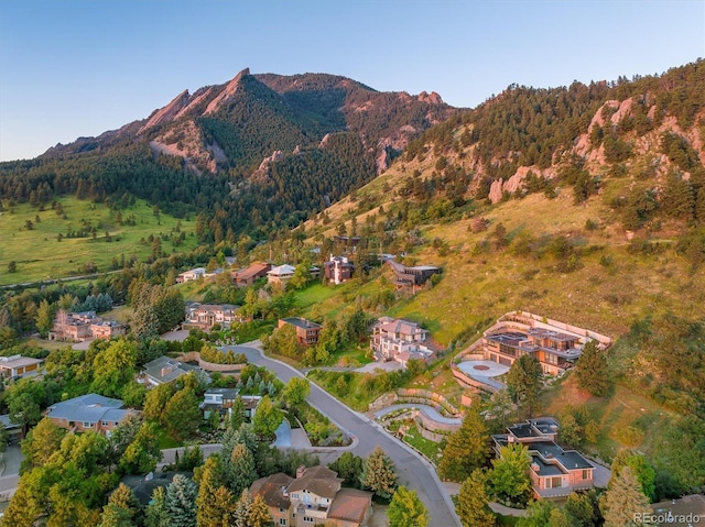 aerial view with a mountain view